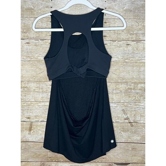 ATHLETA RACERBACK ATHLETIC BRA BLACK MESH TANK SIZE SMALL ATHLEISURE GYM YOGA - Picture 2 of 2